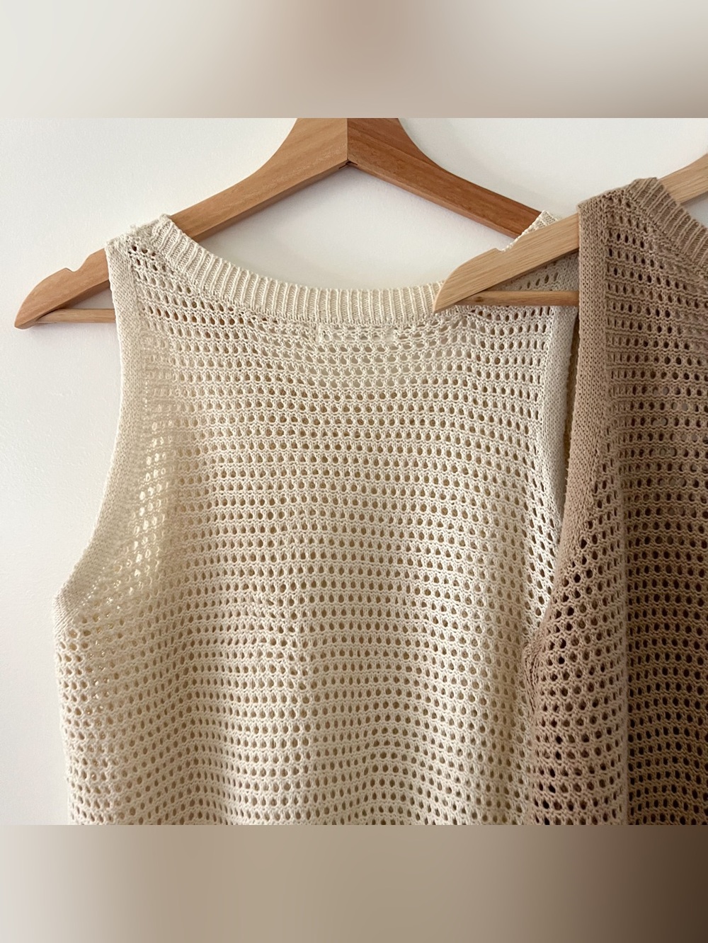 Amazon Pair of Beige and Taupe Crochet Knit Tank Tops - Picture 5 of 6